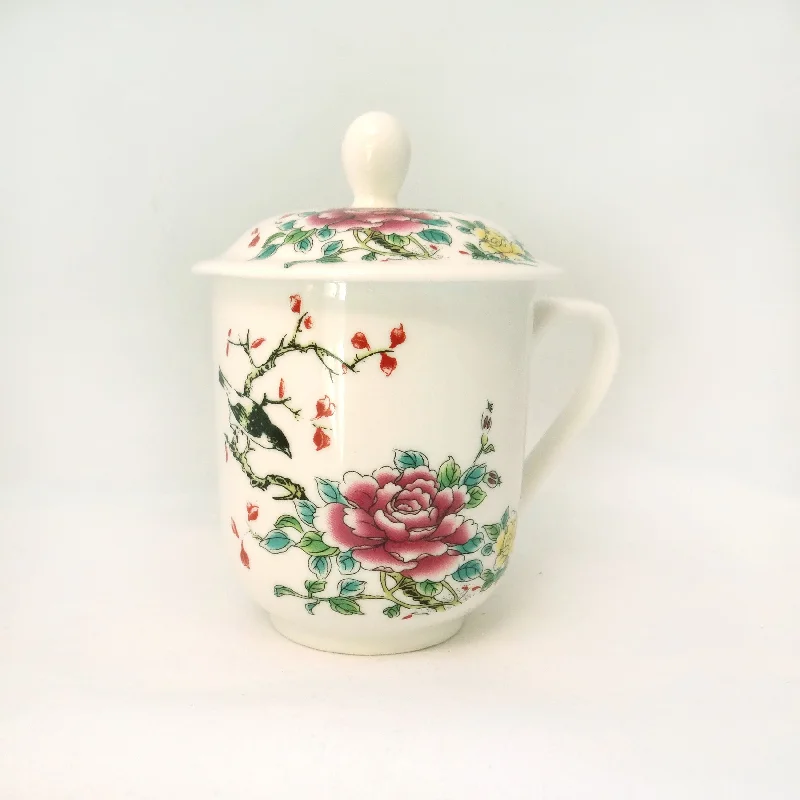 Birds and Flowers Lidded Mug