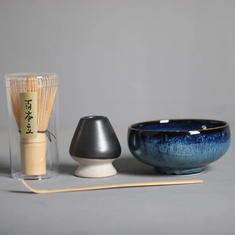 Gohobi Ceramic Kiln Gazed Blue & Purple Matcha Set