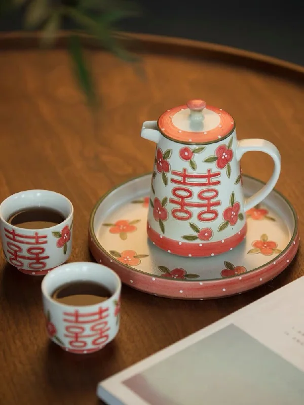 Gohobi Hand-painted Wedding Tea Set