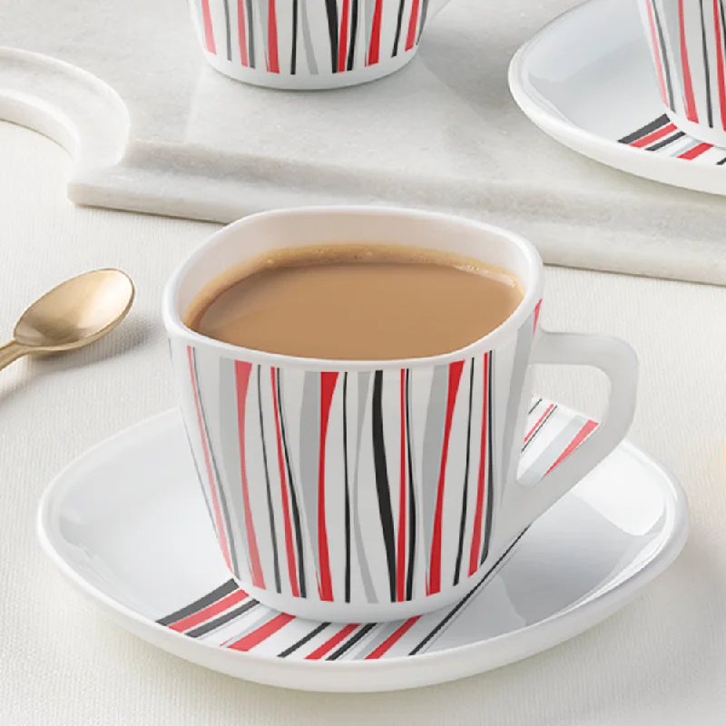 Larah by Borosil Rio Red Square Cup n Saucer Set