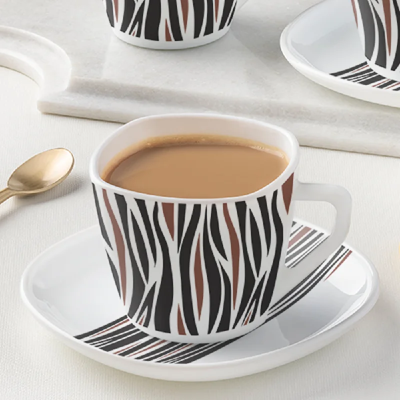 Larah by Borosil Rocky Brown Square Cup n Saucer Set