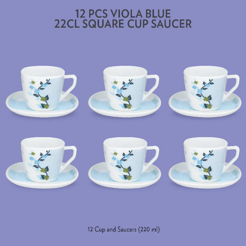 Larah by Borosil Viola Blue Square Cup n Saucer Set