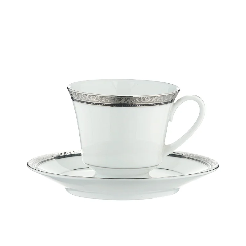 Noritake Regent Tea Cup and Saucer 250ml Platinum